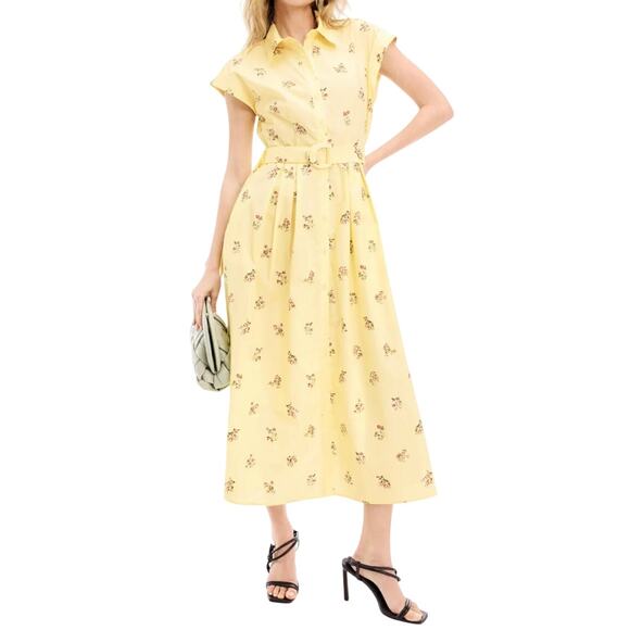 Adam Lippes x RTR Belted Poplin Shirt Dress in Yellow, Size US 2 - Picture 2 of 10